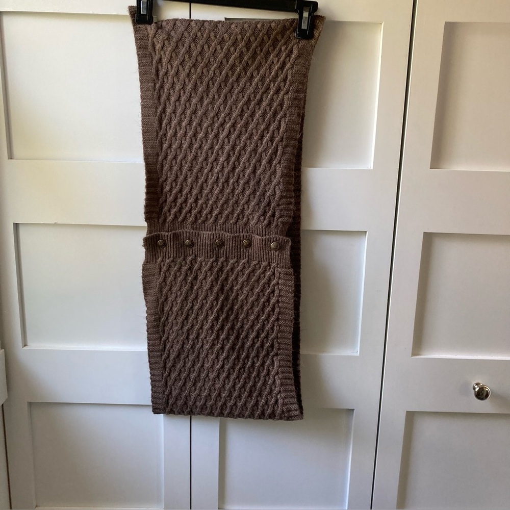 Taupe Sweater Scarf With Metal Button Detail